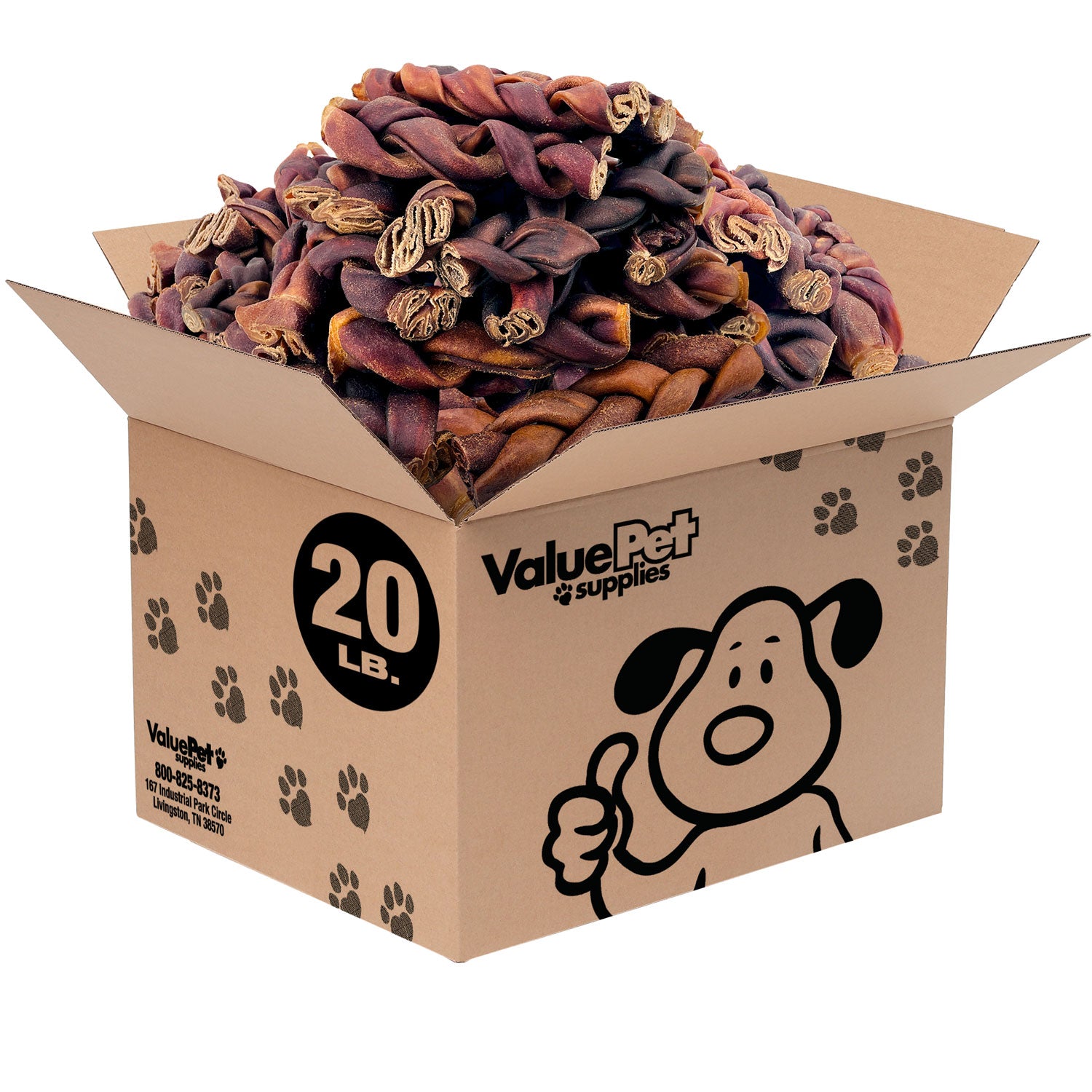 ValueBull USA Collagen Braid Beef Large Dog Chews, Jumbo 6 Inch 20 Pound Bulk Pack