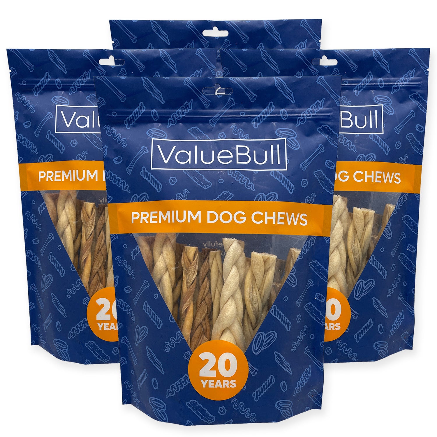 ValueBull Lamb Collagen Braids for Dogs, Varied Sizes/Shapes, 100 Count - Lamb - 100 Braids