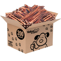 ValueBull Bully Sticks for Small Dogs, Thin 12 Inch, 200 Count Bulk Pack - Thin - 200 Sticks