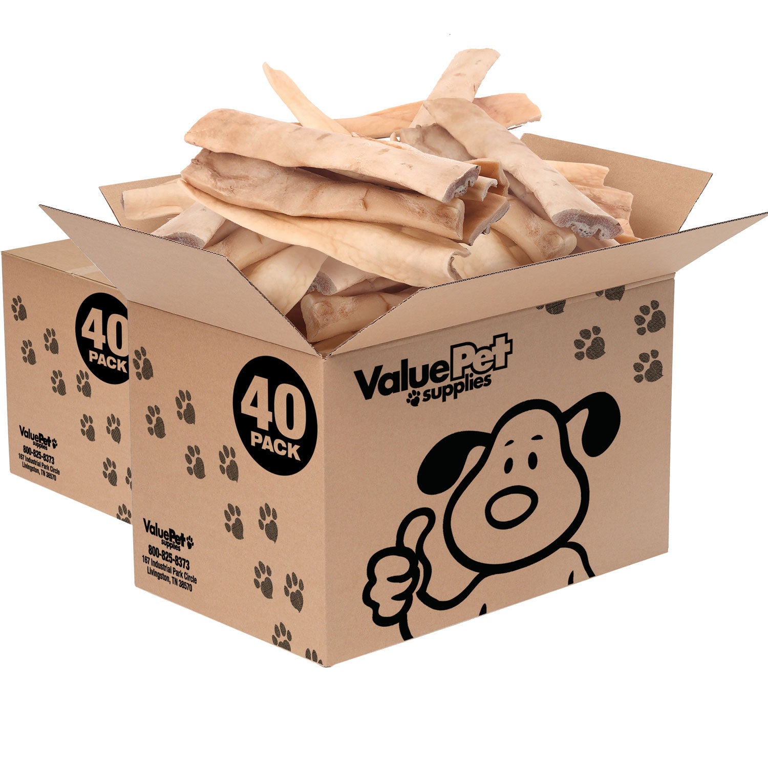 ValueBull Beef Cheek Slices, Long Lasting Dog Chews, Thick 9-10 Inch, 80 Count Bulk Pack - Thick - 80 Slices