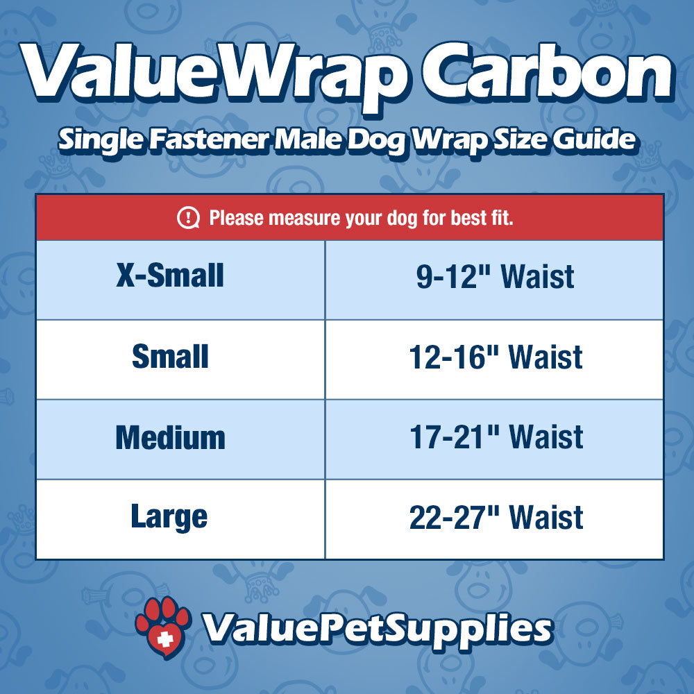 ValueWrap Male Wraps, Disposable Dog Diapers, Carbon, Large, 72 Count