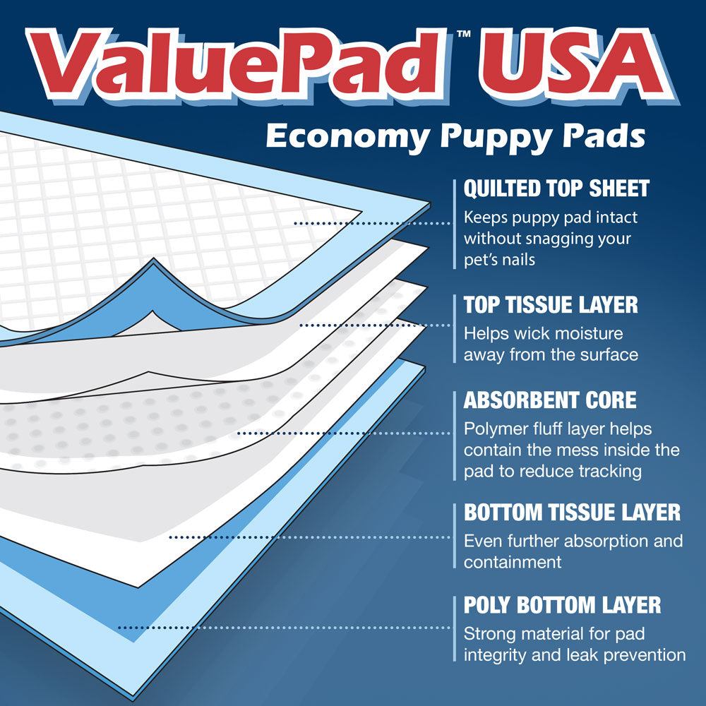 ValuePad USA Puppy Pads, Medium 22x23 Inch, 1,200 Count Wholesale Pack - 1200 Count