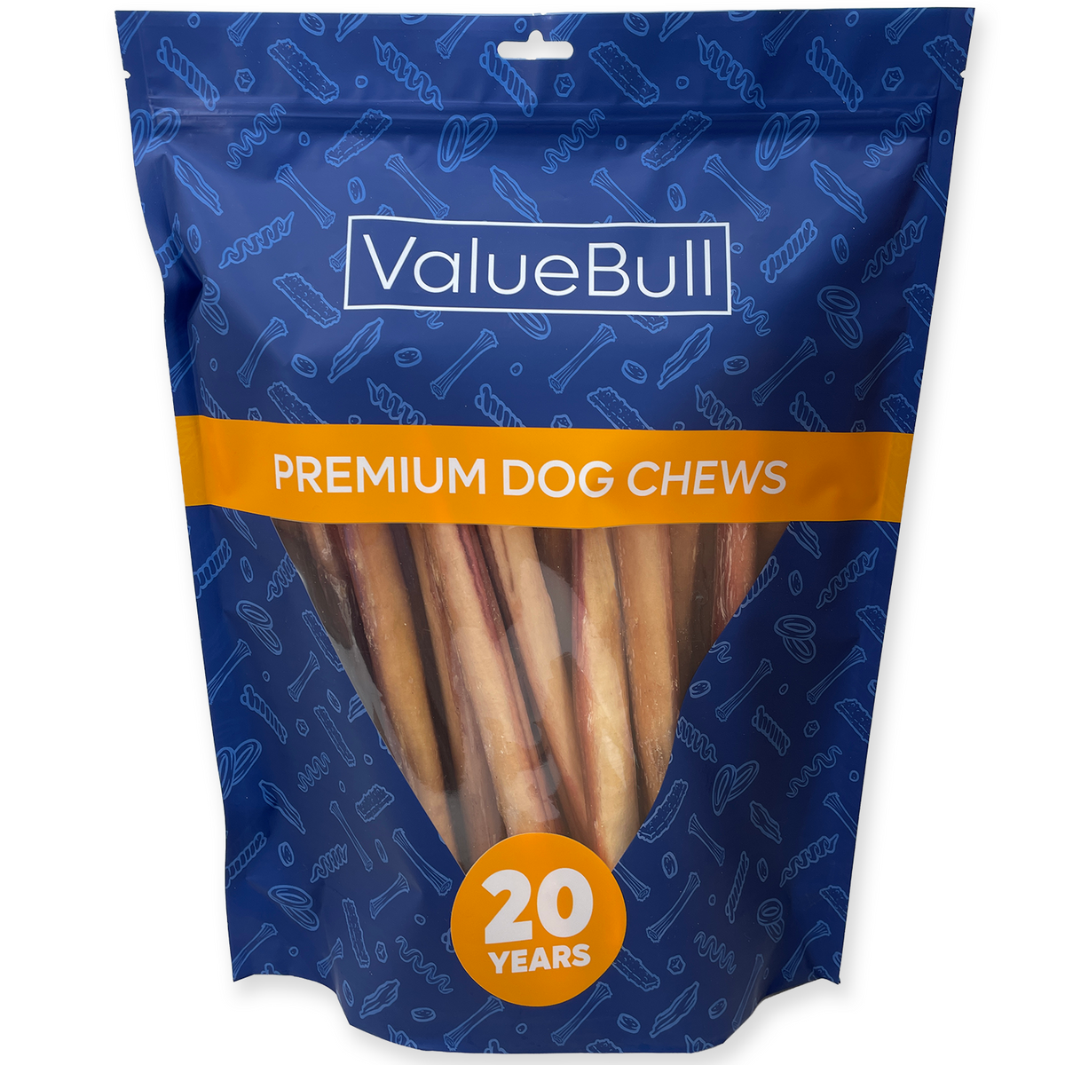 ValueBull Bully Sticks for Large Dogs, Jumbo 11-12 Inch, 25 Count