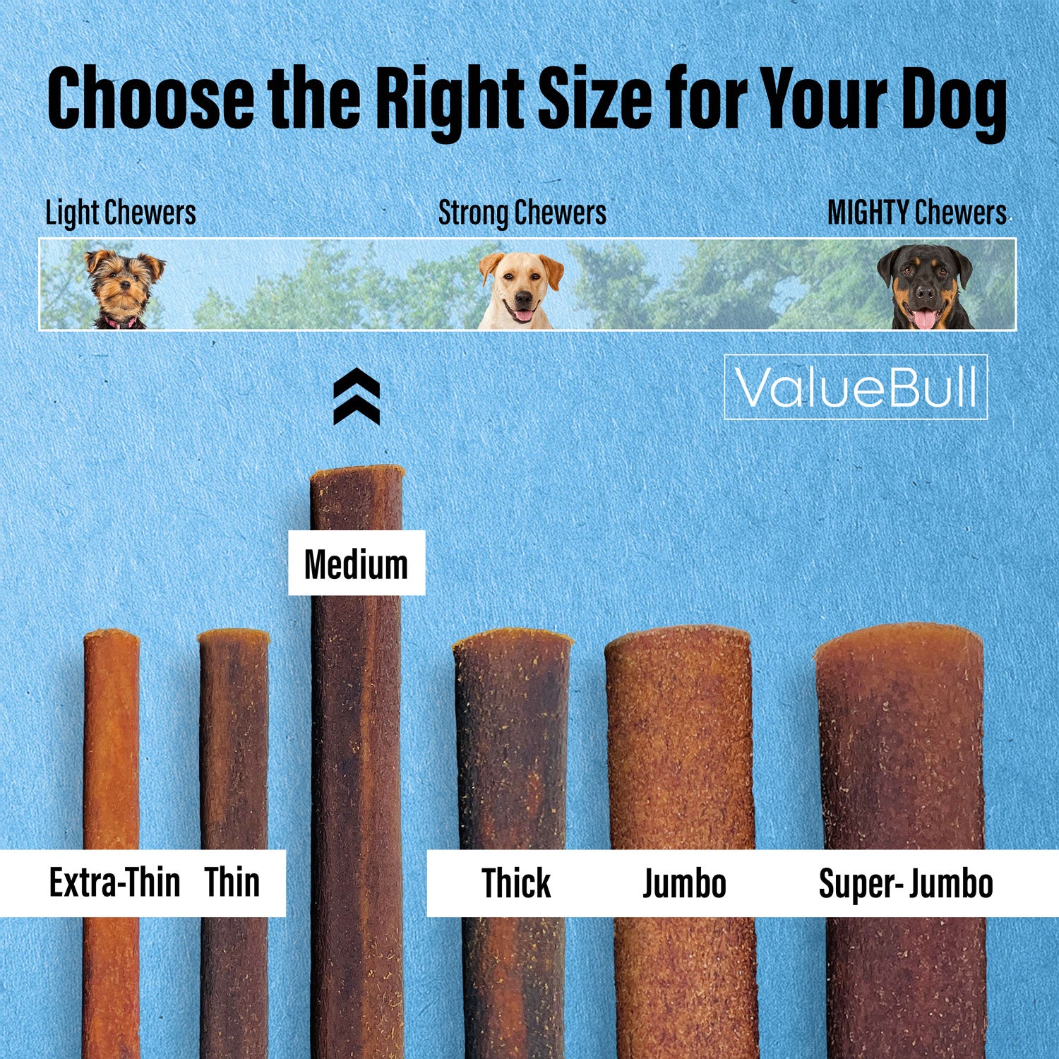 ValueBull Collagen Sticks for Dogs, 6 Inch Medium Chews, Natural Long-Lasting Dog Treats, 50 Count - Medium - 50 Sticks