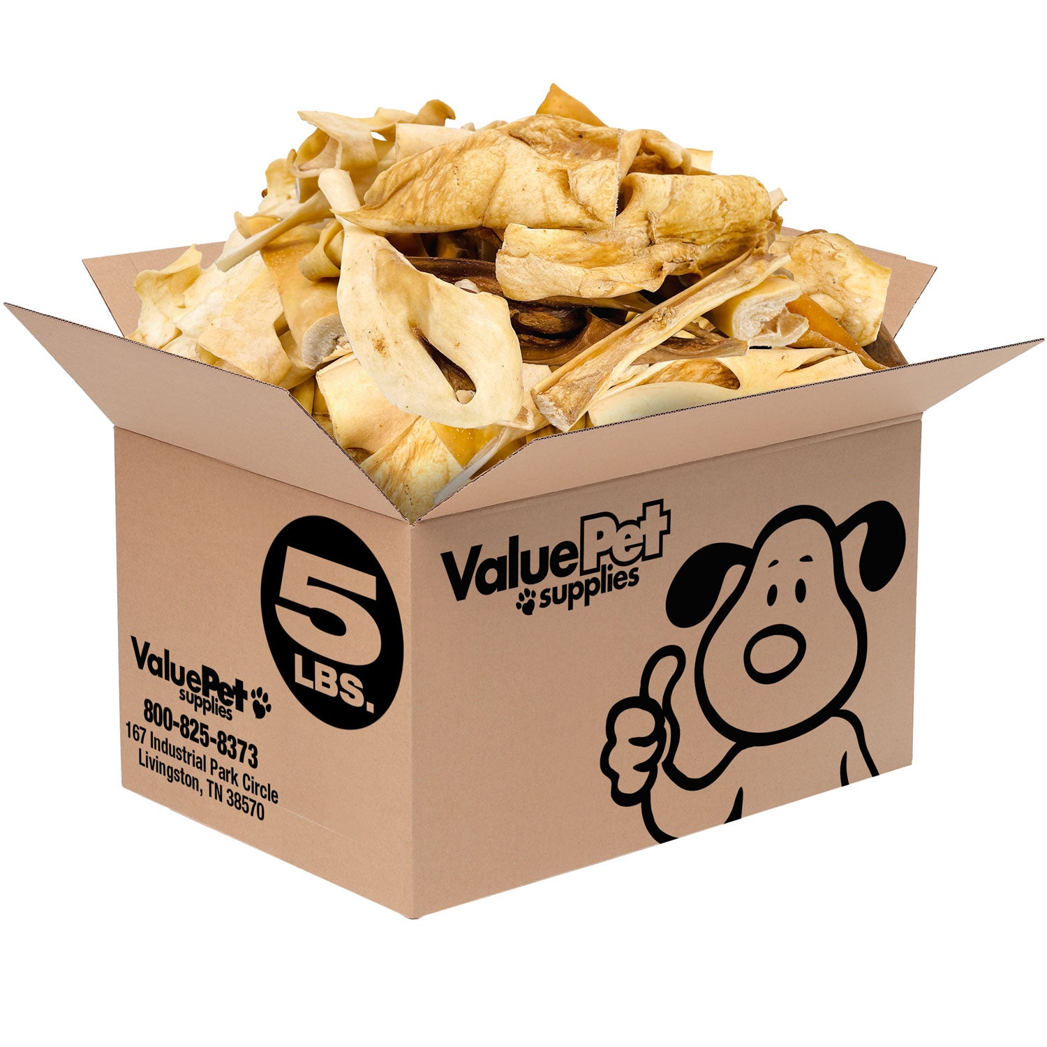 ValueBull Beef Cheek Slices, Long Lasting Dog Chews, Varied Sizes, Shapes, & Colors, 5 Pound Bulk Pack - Slices - 5 Pound