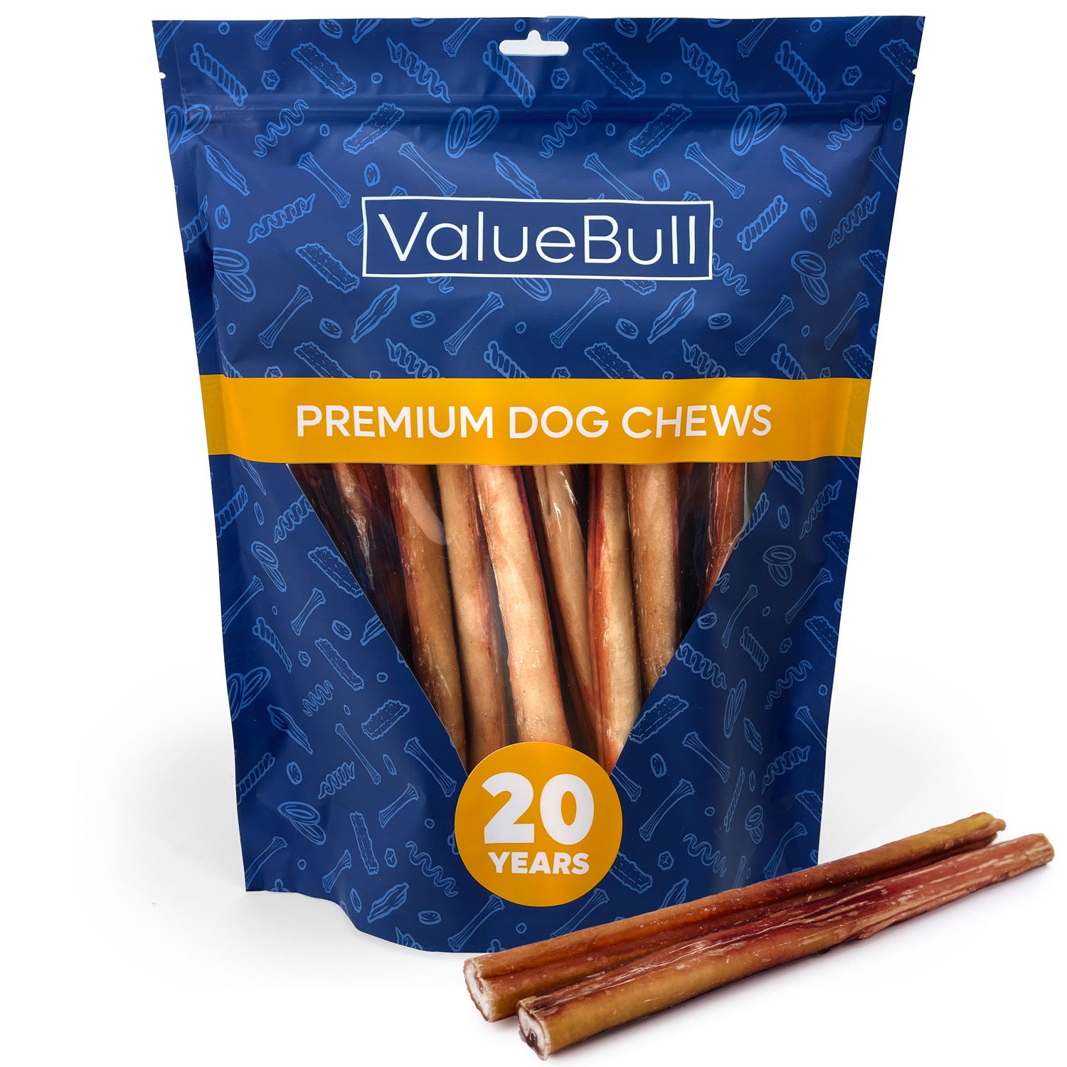 ValueBull Bully Sticks for Large Dogs, Jumbo 12 Inch, 25 Count - Jumbo - 25 Sticks