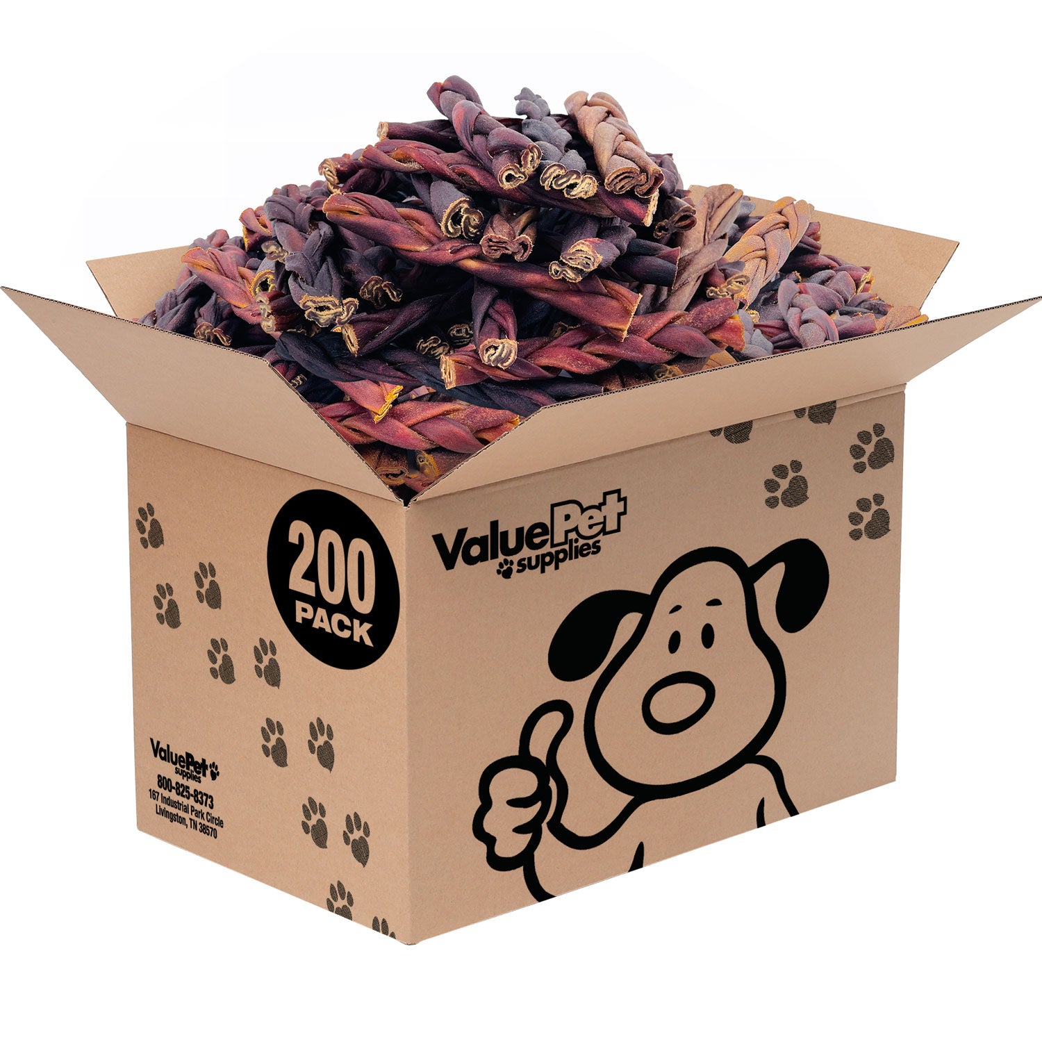ValueBull USA Collagen Braid Beef Large Dog Chews, Medium 6 Inch 200 Count Bulk Pack - Medium - 200 Braids