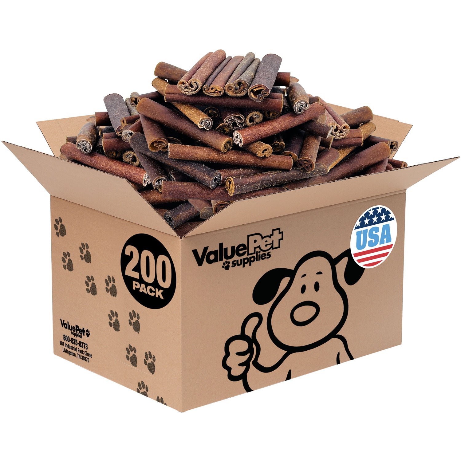 ValueBull USA Collagen Sticks for Dogs, 6 Inch Super Jumbo Chews, Natural Long-Lasting Dog Treats, 200 Count Wholesale Pack - X-Jumbo - 200 Sticks