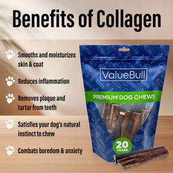 ValueBull Collagen Sticks for Dogs, Varied Shape & Size Chews, Natural Long-Lasting Dog Treats, 20 Pound Bulk Pack - Varied - 20 Pound