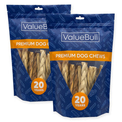 ValueBull Lamb Collagen Braids for Dogs, Varied Sizes & Shapes, 50 Count - Lamb - 50 Braids