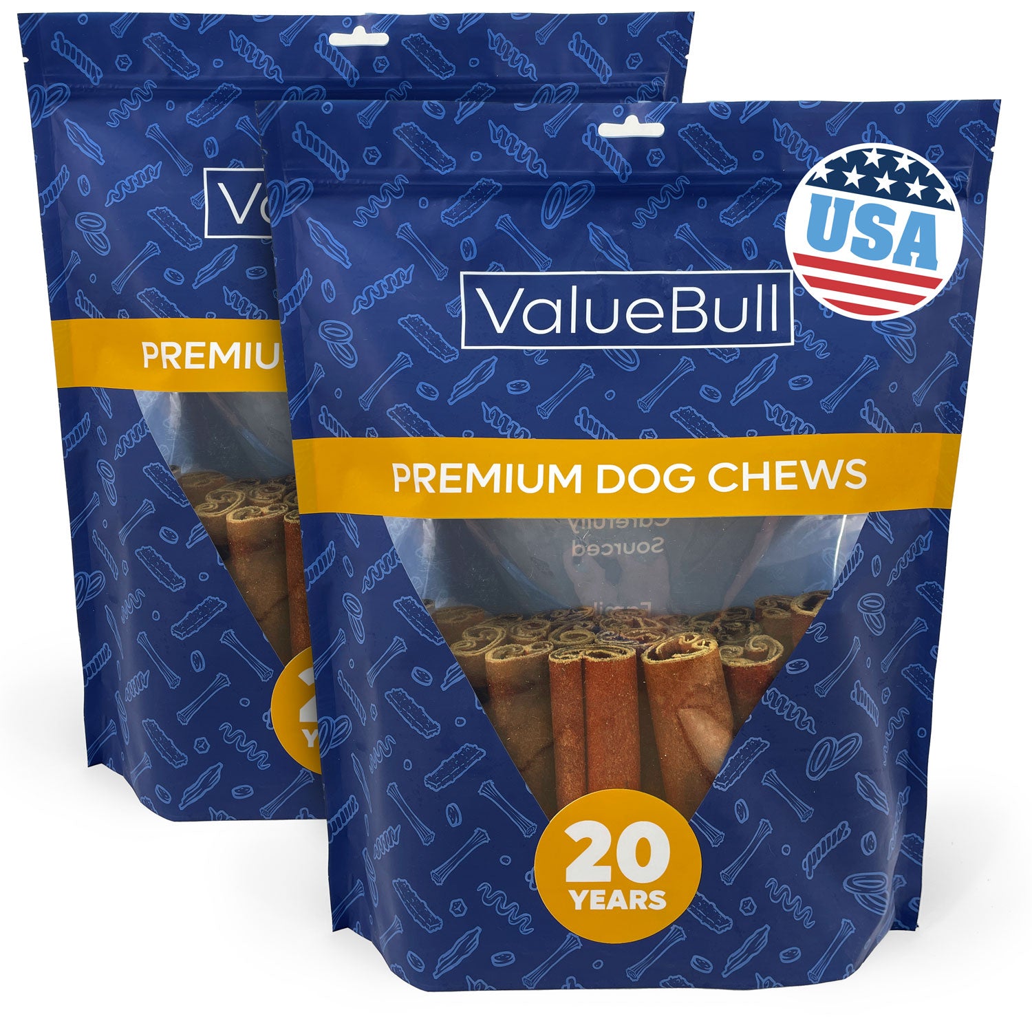 ValueBull USA Collagen Sticks for Dogs, 6 Inch Super Jumbo Chews, Natural Long-Lasting Dog Treats, 50 Count - X-Jumbo - 50 Sticks