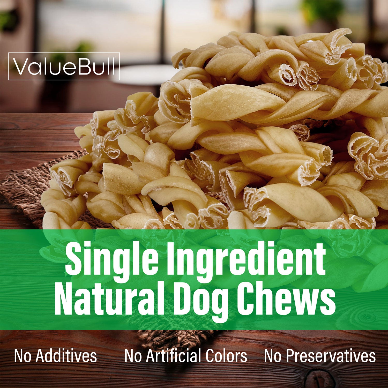 ValueBull Buffalo Collagen Braided Sticks for Large Dogs, 6 Inch Thick Chews, Natural Long-Lasting Dog Treats, 50 Count Bulk Pack - Thick - 50 Braids