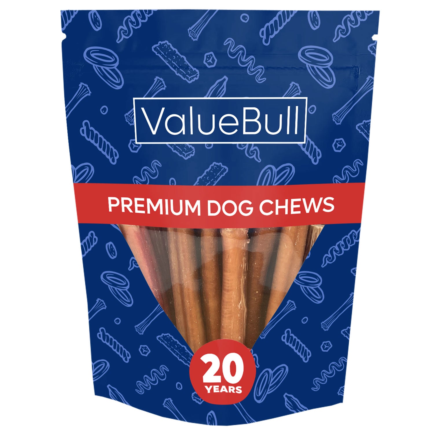 ValueBull Bully Sticks for Large Dogs, Thick 6 Inch, 10 Count - Thick - 10 Sticks