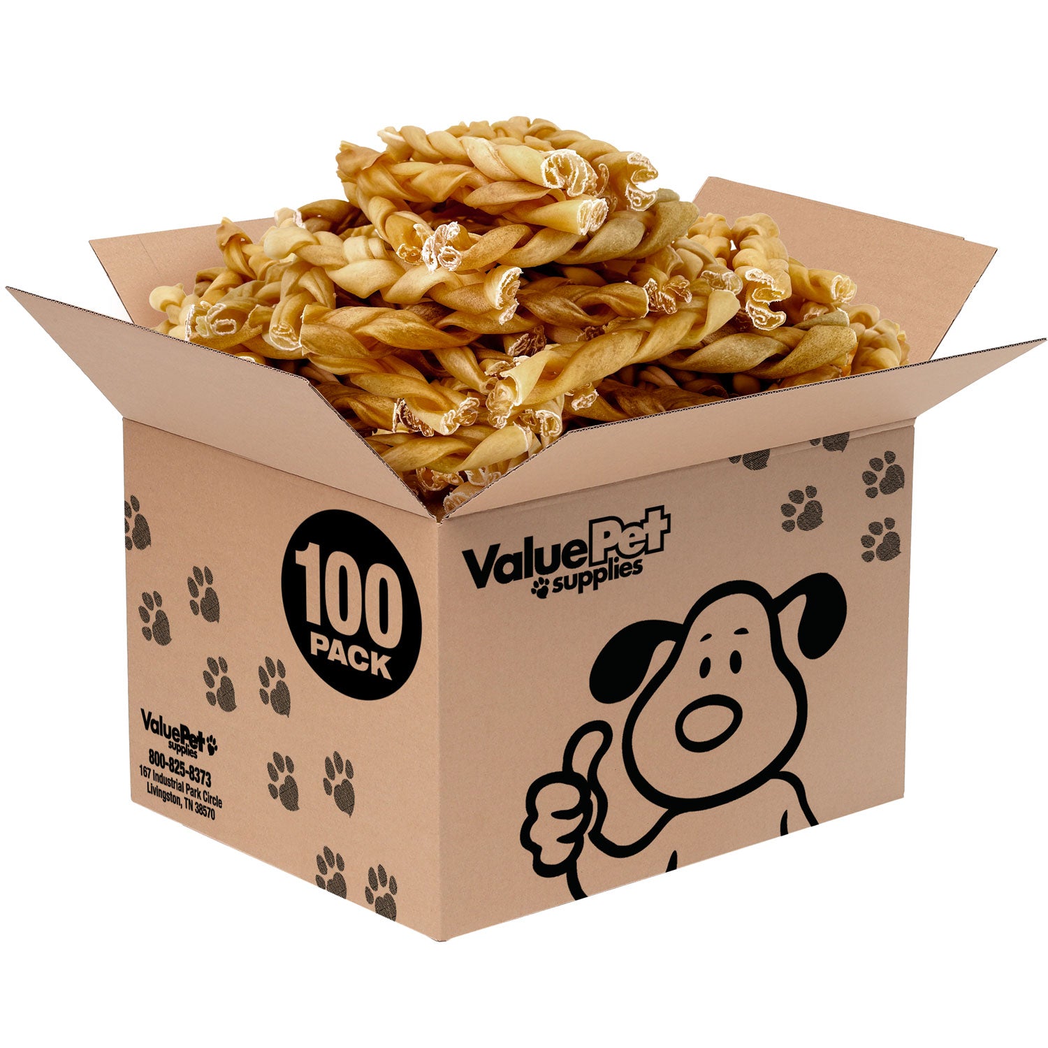 ValueBull Buffalo Collagen Braided Sticks for Dogs, 6 Inch Medium Chews, Natural Long-Lasting Dog Treats, 100 Count Bulk Pack - Medium - 100 Braids