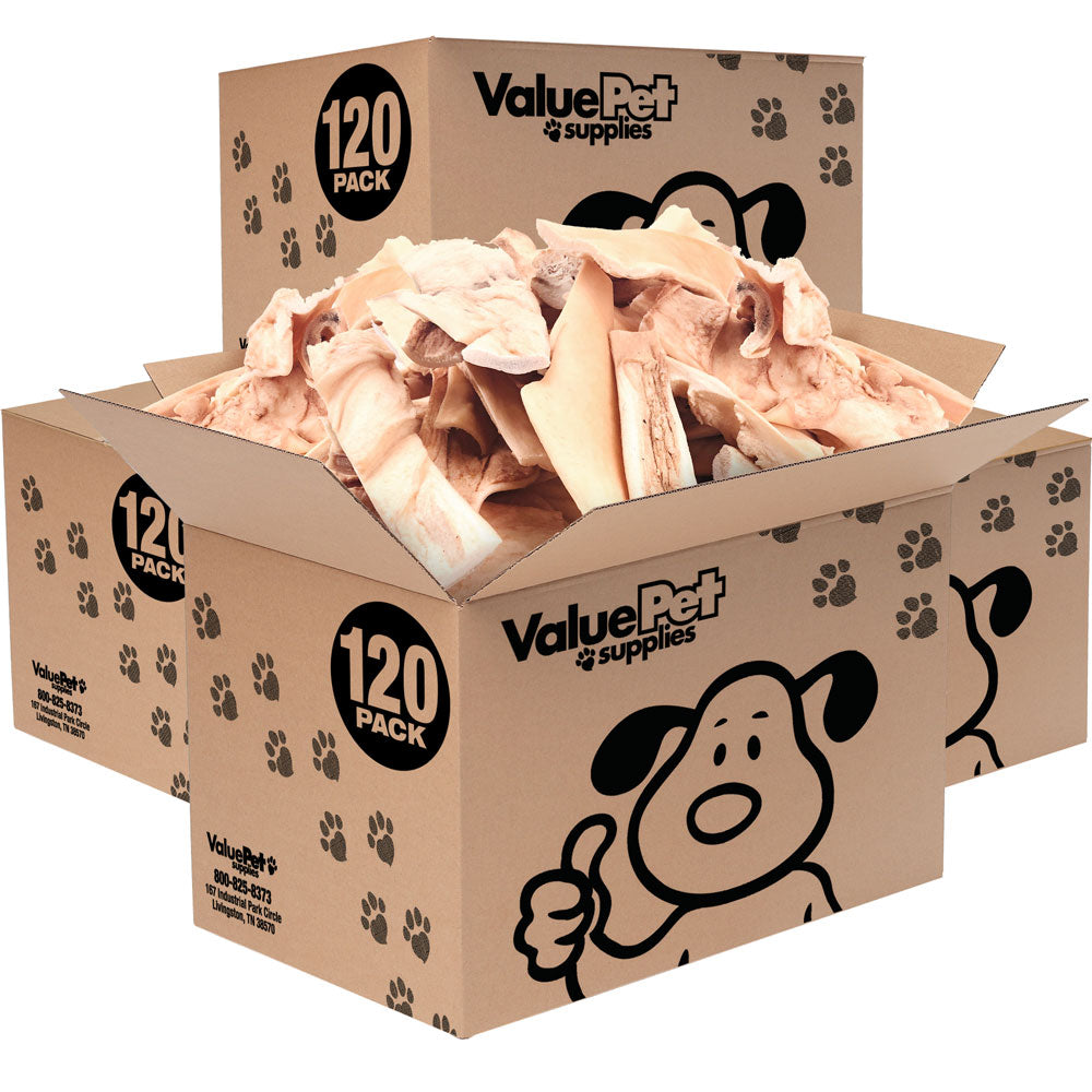 ValueBull Beef Cheek Slices, Long Lasting Dog Chews, Thick 4-6 Inch, 480 Count Bulk Pack - Cheek - 480 Slices