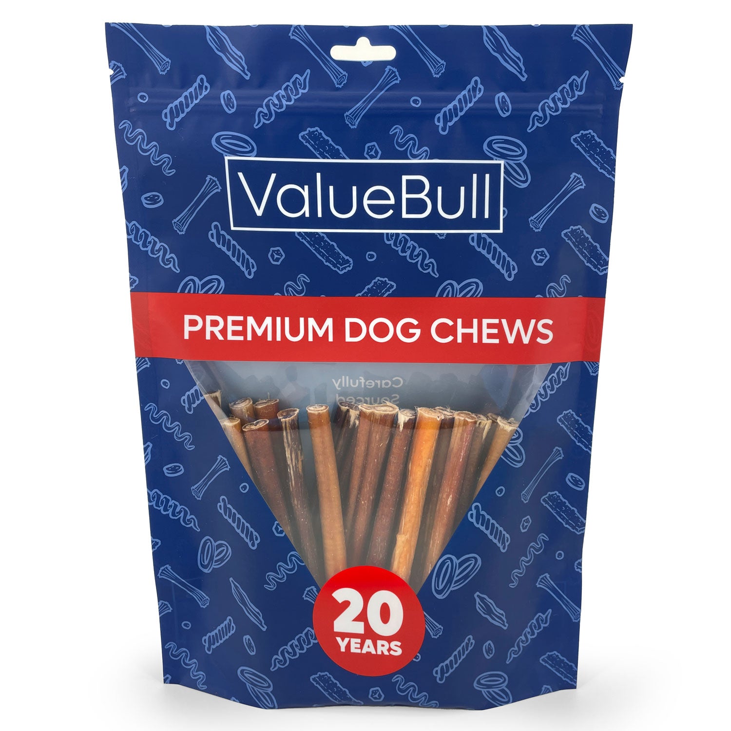 ValueBull Bully Sticks for Small Dogs, Thin 6 Inch, 25 Count - Thin - 25 Sticks
