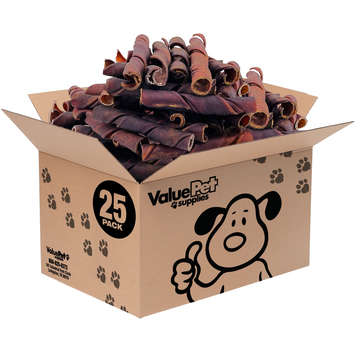 ValueBull USA Collagen Curly Spirals for Dogs, 5-6 Inch Thick Chews, Natural Dog Treats, 25 Count Bulk Pack - Thick - 25 Spirals