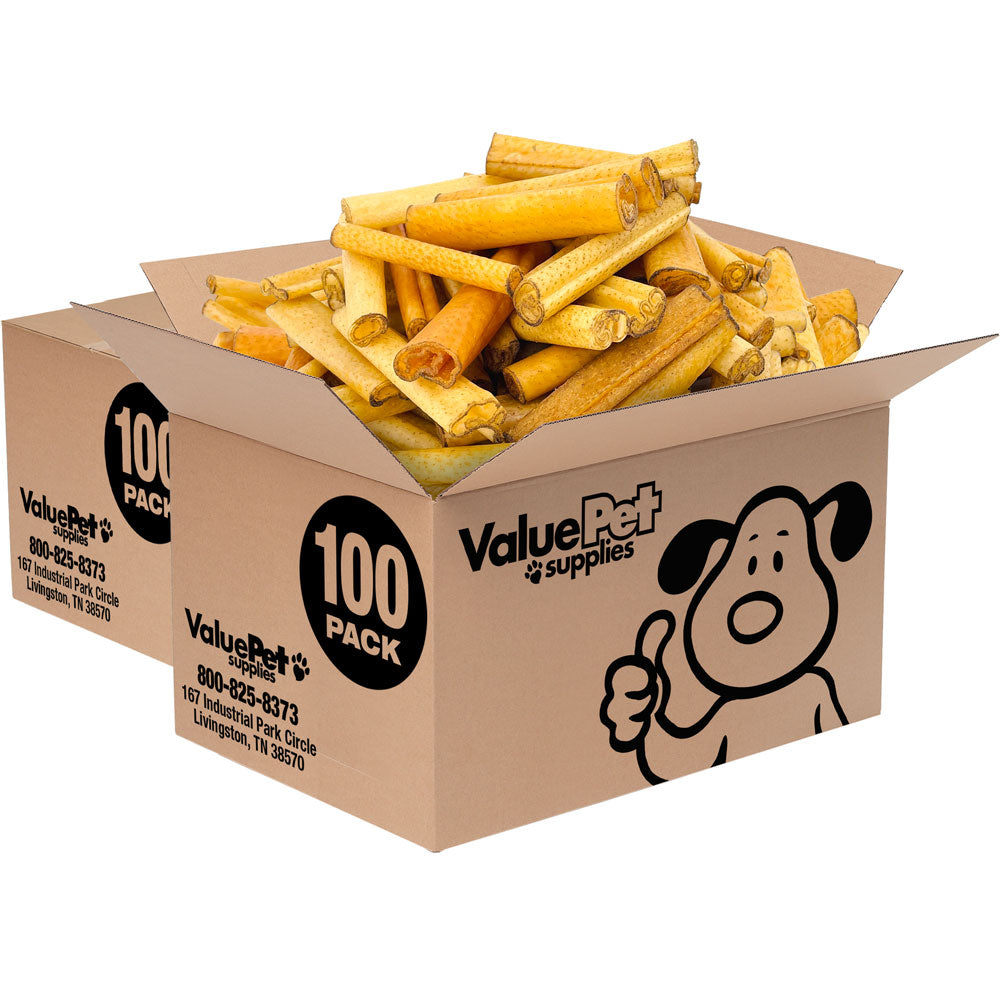 ValueBull USA Pig Skin Retriever Rolls for Dogs, 4 Inch, Smoked, 200 Count Bulk Pack