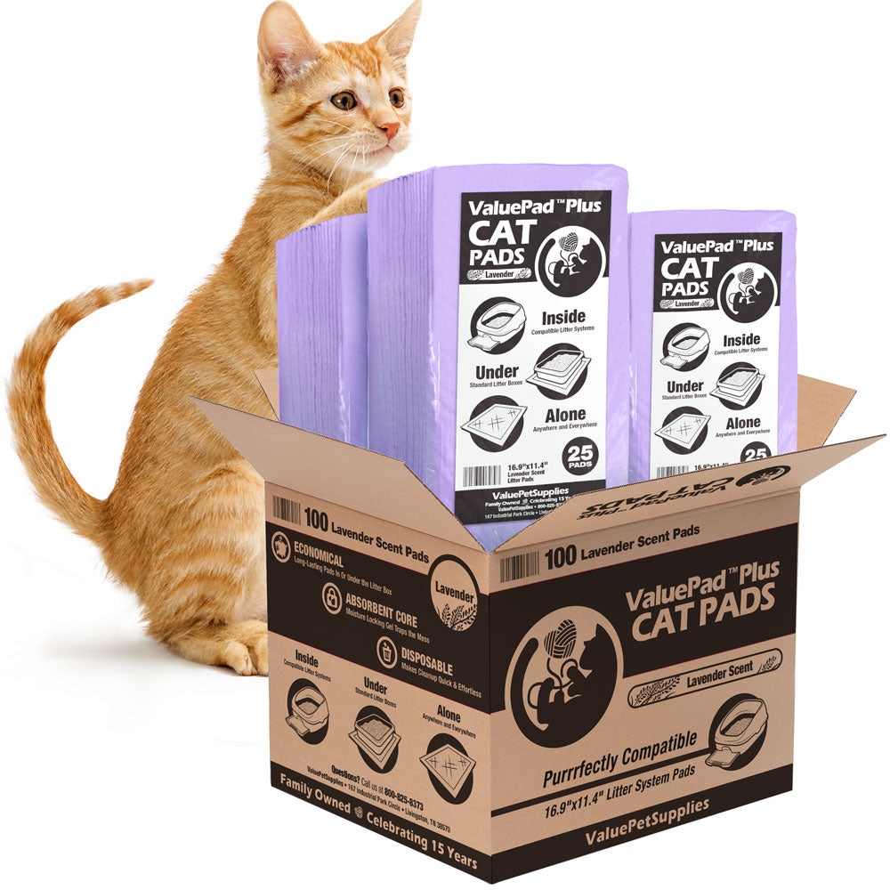 ValuePad Plus Cat Litter Pads, 16.9x11.4 Inch, Lavender Scent, 100 Count - Breeze Compatible Refills - 100 Count,Lavender