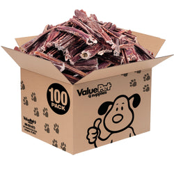 ValueBull Beef Jerky Gullet Sticks, Premium Dog Chews, 6 Inch, 100 Count Bulk Pack