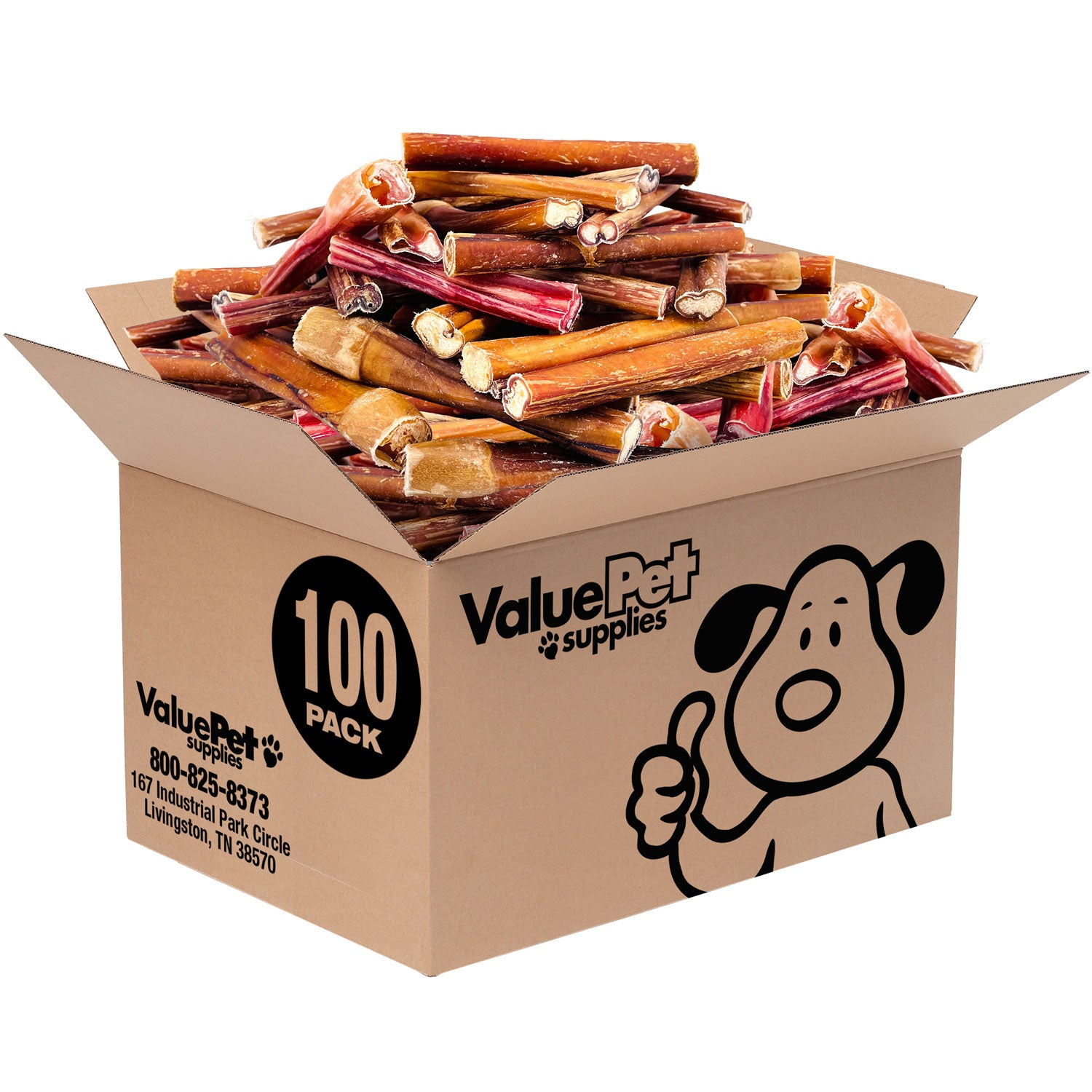 ValueBull Bully Sticks for Large Dogs, Thick 4-6 Inch, Varied Shapes, 100 Count Bulk Pack - Thick - 100 Pieces