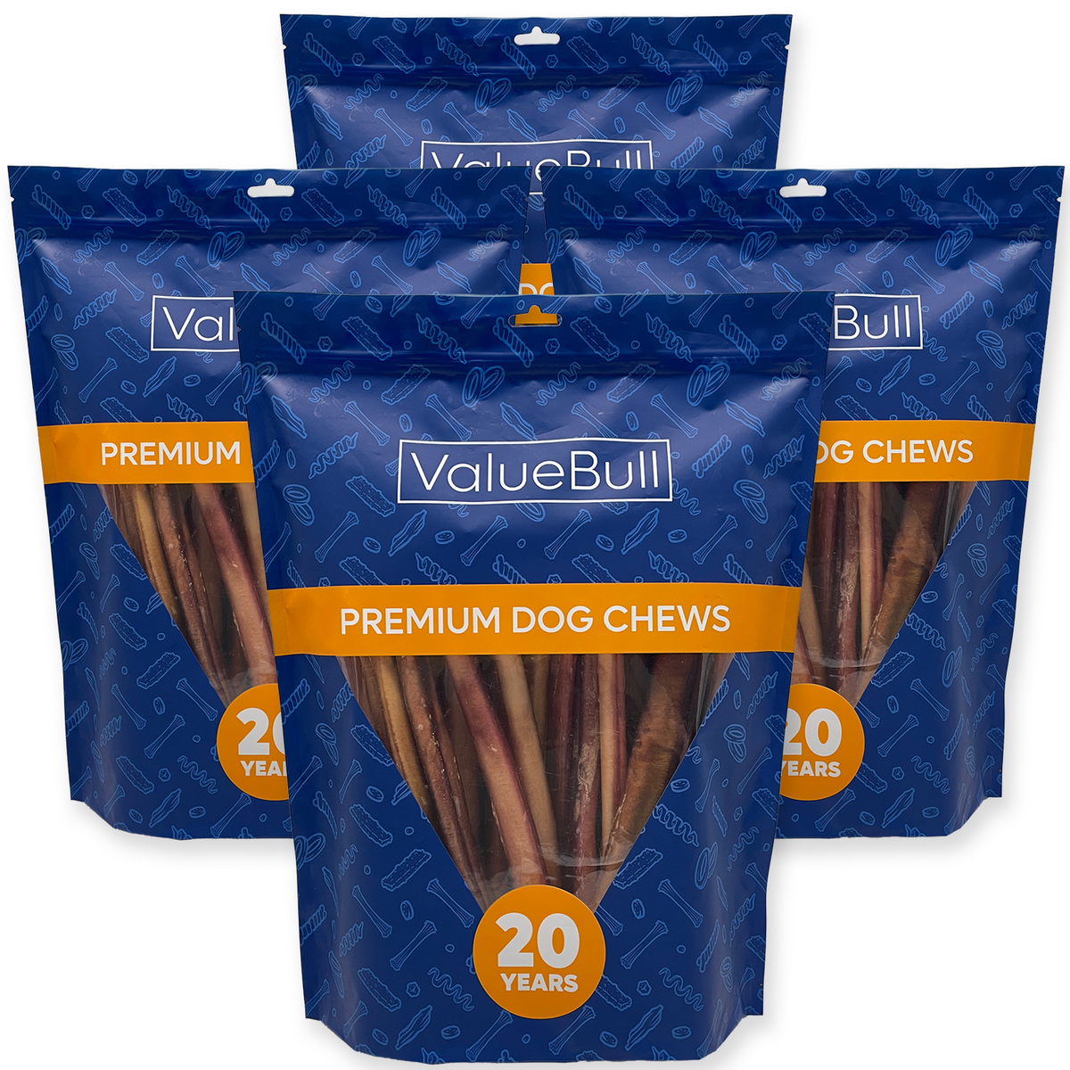 ValueBull Odor Free Bully Sticks for Large Dogs, Thick 12 Inch, 100 Count Wholesale Pack