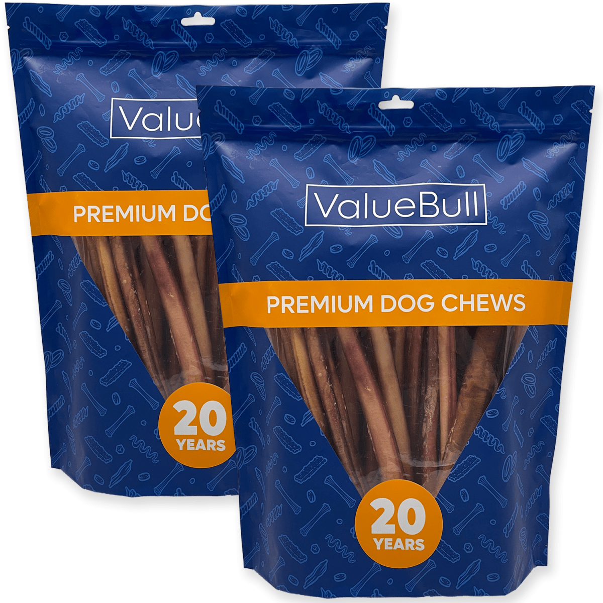ValueBull Odor Free Bully Sticks for Large Dogs, Thick 12 Inch, 50 Count - ValuePetSupplies