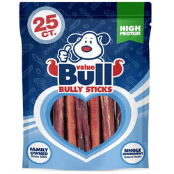 ValueBull Bully Sticks, Low Odor Premium Dog Chews, Jumbo 6", 25 ct - ValuePetSupplies
