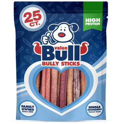 ValueBull Bully Sticks, Low Odor Premium Dog Chews, Thick 6", 25 ct - ValuePetSupplies