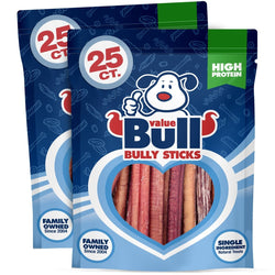 ValueBull Bully Sticks, Low Odor Premium Dog Chews, Thick 6", 50 ct - ValuePetSupplies