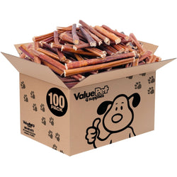 ValueBull Bully Sticks, Low Odor Premium Dog Chews, Thin 6", 100 ct BULK PACK - ValuePetSupplies