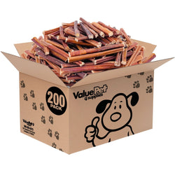 ValueBull Bully Sticks, Low Odor Premium Dog Chews, Thin 6", 200 ct BULK PACK - ValuePetSupplies