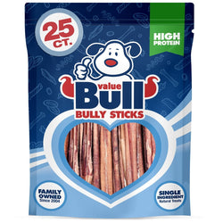 ValueBull Bully Sticks, Low Odor Premium Dog Chews, Thin 6", 25 ct - ValuePetSupplies