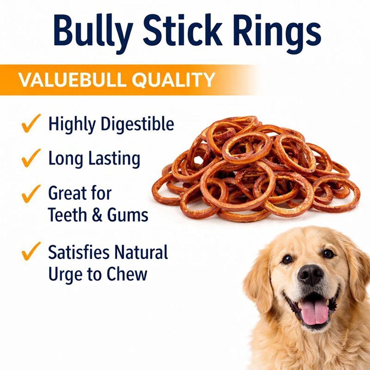 ValueBull Bully Stick Rings for Dogs, Varied, 100 Count BULK PACK - Donut - 100 Rings