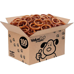 ValueBull Bully Stick Rings for Dogs, Varied, 100 Count BULK PACK - Donut - 100 Rings