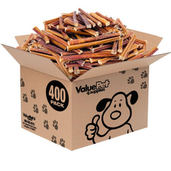 ValueBull Bully Sticks for Small Dogs, Thin 6 Inch, 400 Count WHOLESALE PACK - ValuePetSupplies