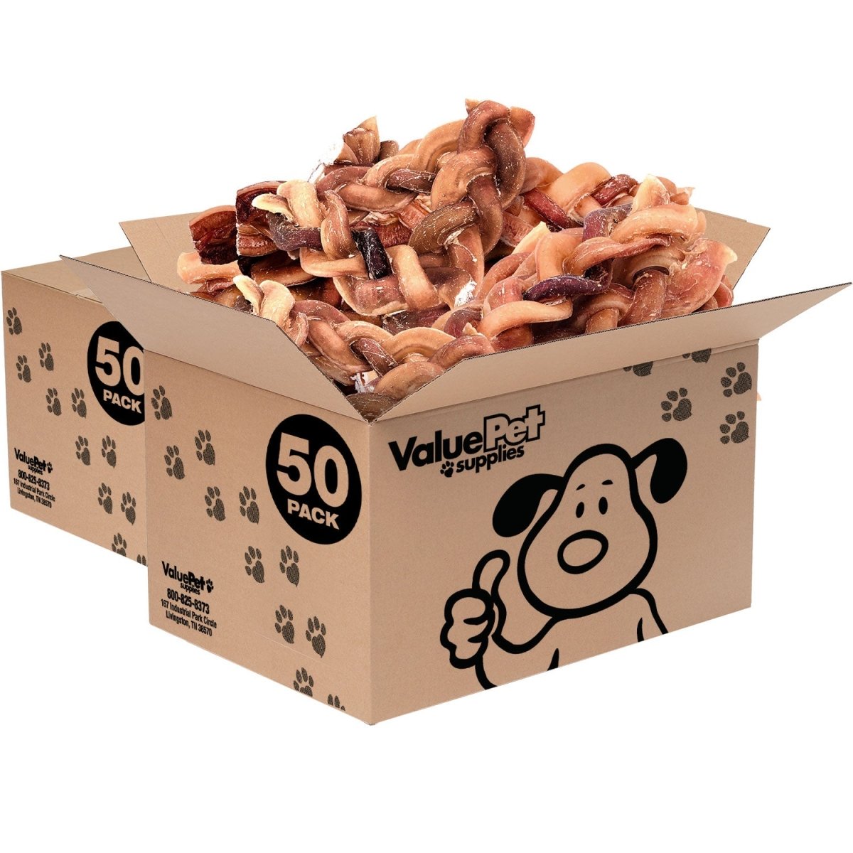 ValueBull Braided Bully Sticks, Thick 6 Inch, 100 Count BULK PACK - ValuePetSupplies