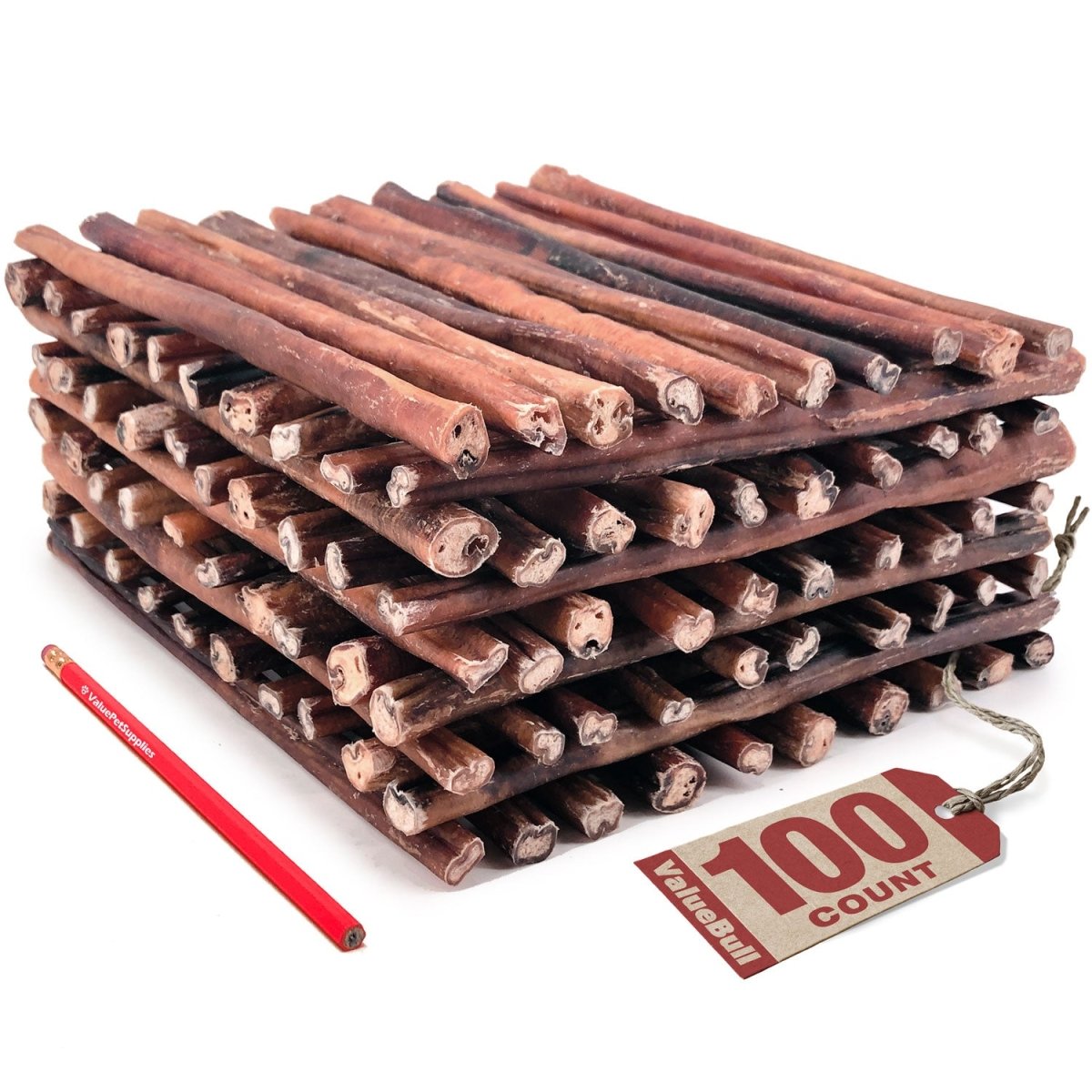 ValueBull Bully Sticks for Dogs, Thick 12 Inch, 100 Count - ValuePetSupplies
