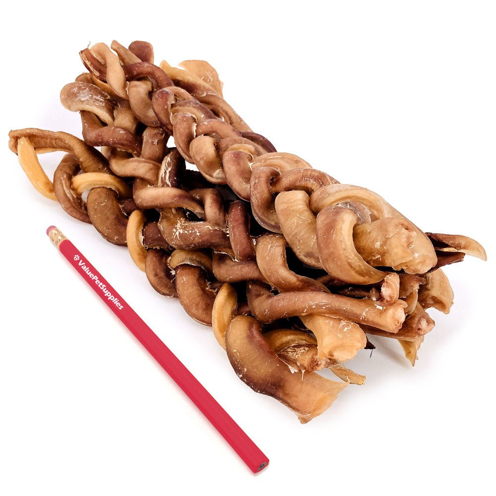 ValueBull Braided Bully Sticks, Thick 12 Inch, 50 Count BULK PACK - ValuePetSupplies