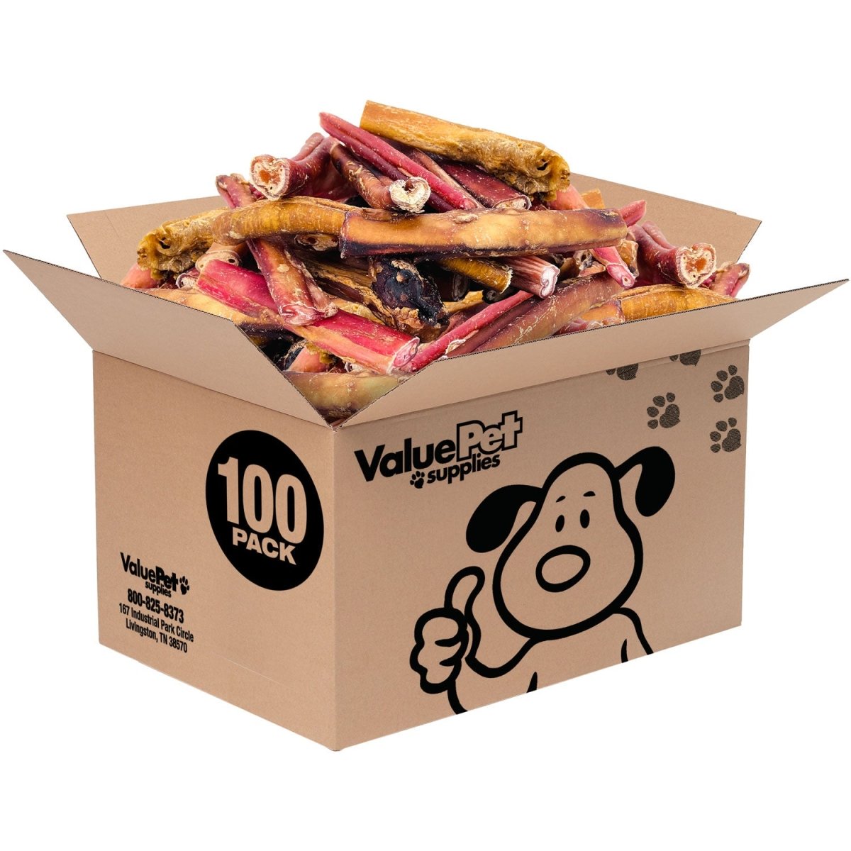 ValueBull Bully Sticks for Dogs, Jumbo 4 - 6 Inch, Varied Shapes, 100 Count BULK PACK - ValuePetSupplies