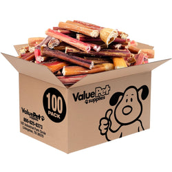ValueBull Bully Sticks for Dogs, Medium 4 - 6 Inch, Varied Shapes, 100 Count BULK PACK - ValuePetSupplies