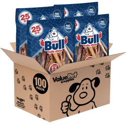 ValueBull Bully Sticks for Dogs, Varied Shapes, Super Jumbo 4 - 6 Inch, 100 Count BULK PACK - ValuePetSupplies