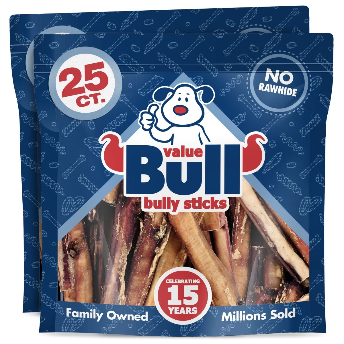 ValueBull Bully Sticks for Dogs, Varied Shapes, Super Jumbo 4 - 6 Inch, 50 Count - ValuePetSupplies