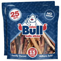 ValueBull Bully Sticks for Large Dogs, Varied Shapes, Super Jumbo 4 - 6 Inch, 50 Count - ValuePetSupplies