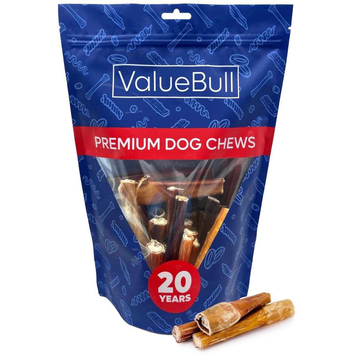 ValueBull Bully Sticks for Small Dogs, Thin 4 - 6 Inch, Varied Shapes, 50 Count - ValuePetSupplies