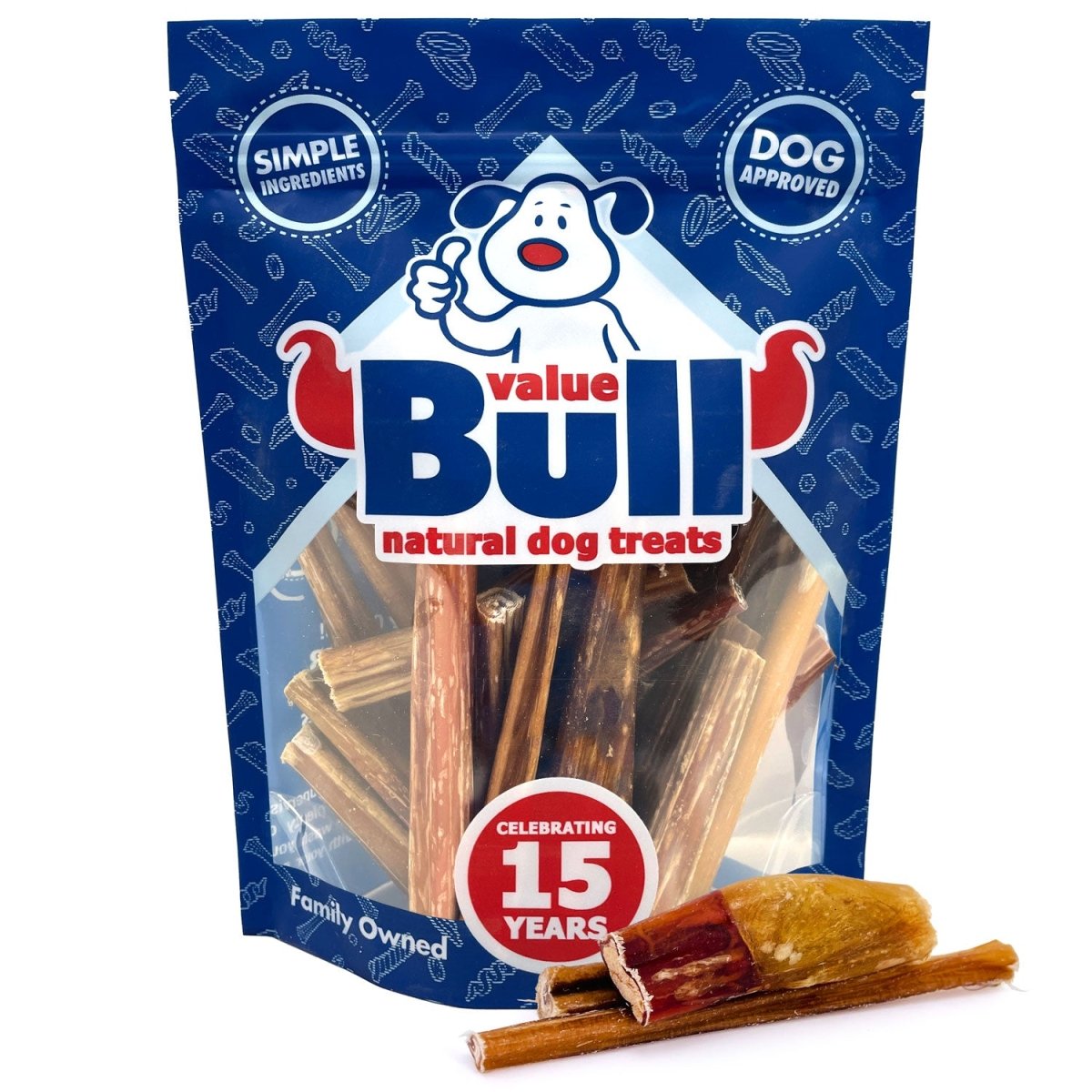 ValueBull Bully Sticks for Small Dogs, Extra Thin 4 - 6 Inch, Varied Shapes, 25 Count - ValuePetSupplies
