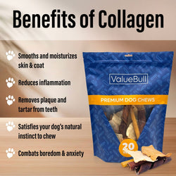 ValueBull USA Collagen Dog Chews, Fun Shapes Variety Mix, Natural Long - Lasting Dog Treats, 1 Pound - ValuePetSupplies