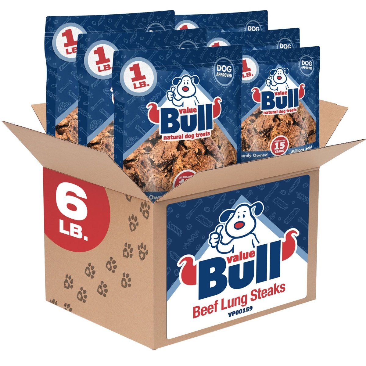 ValueBull USA Beef Lung Dog Chews, Sliced, 6 Pounds - ValuePetSupplies