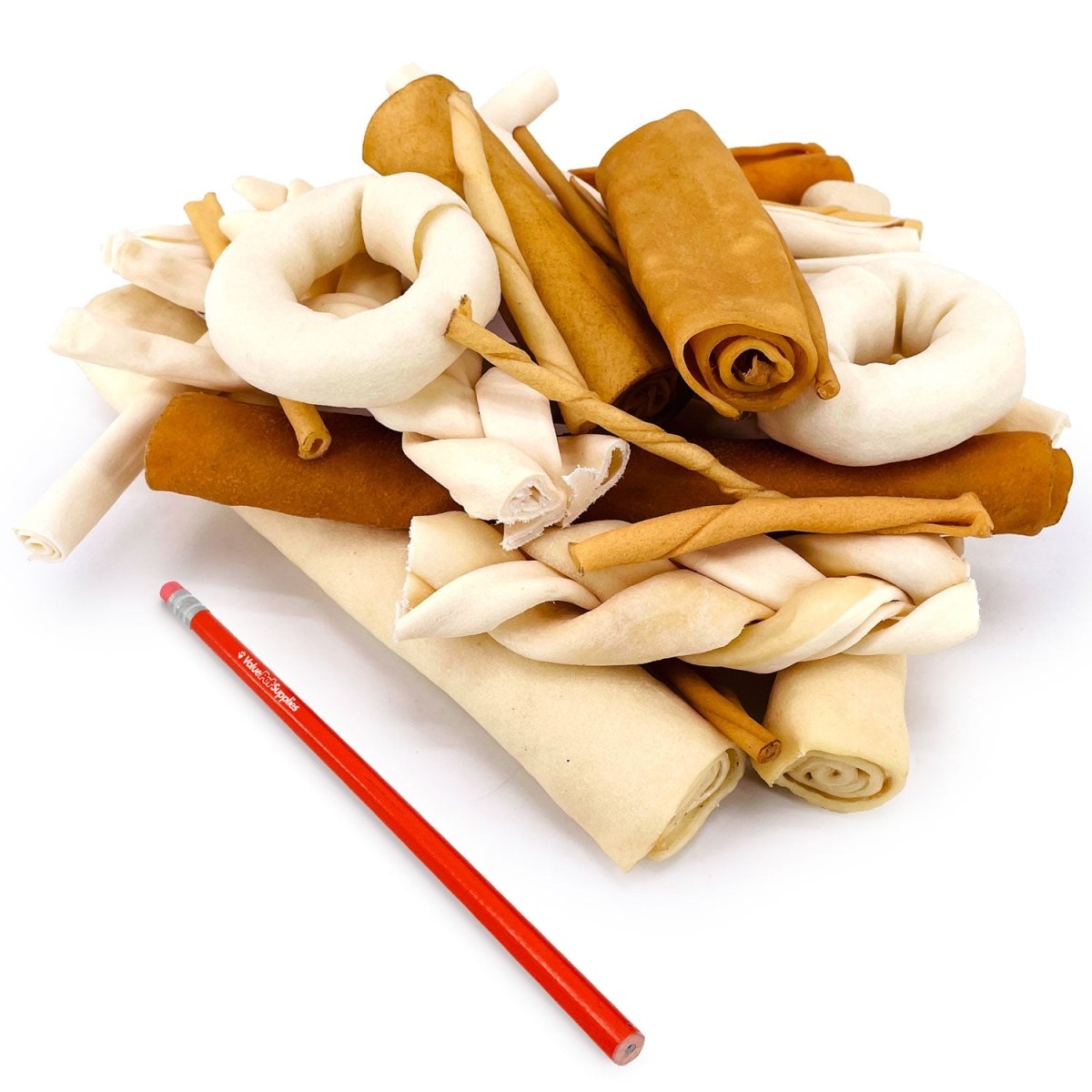 ValueBull USA Rawhide, Varied Mix of Fun Shapes for Dogs, 10 Pound Bulk Pack - ValuePetSupplies