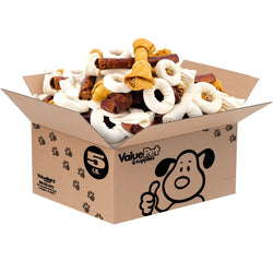 ValueBull USA Rawhide, Large Dog Variety Mix, Fun Shapes, 5 Pound BULK PACK - ValuePetSupplies